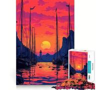 Puzzle de 1000 pièces Sunset Harbor pour Adolescents Collection Clear Cut Art Souvenirs, Amélioration, Esprit Calme 38x52cm