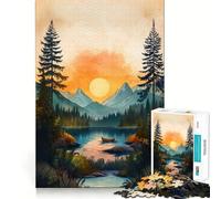 Puzzle de 1000 pièces Sunset Mountain Lake pour Adultes, Jeu de logique, Jeu d'intérieur, découpe de précision, Cadeau précieux 38x52cm