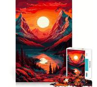 Puzzle de 1000 pièces Sunset Mountain Lake pour Adultes, Jouet Pure Logic, Amusant et apaisant, découpe Nette, Cadeau Exceptionnel 38x52cm