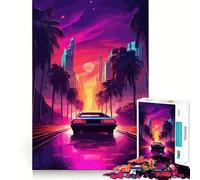 Puzzle de 1000 pièces Sunset Street Art pour Adolescents Stimule la mémoire Amusant et Relaxant Bords précis Cadeau attentionné 50x75cm