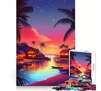 Puzzle de 1000 pièces Sunset Village pour Adolescents Un Jeu de logique et de réflexion Anti-Stress, aux découpes précises, Un Joli Cadeau 38x26cm