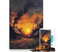 Puzzle de 1000 pièces Sunset Village pour Adolescents Un Jeu de logique et de réflexion Anti-Stress, aux découpes précises, Un Joli Cadeau 50x75cm