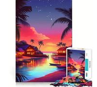 Puzzle de 1000 pièces Sunset Village pour Adolescents Un Jeu de logique et de réflexion Anti-Stress, aux découpes précises, Un Joli Cadeau 38x26cm