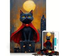 Puzzle de 1000 pièces Super Chat dans Un Paysage Urbain pour Adultes, défi cérébral, œuvre d'art à Collectionner 38x52cm