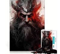 Puzzle de 1000 pièces sur la mythologie Viking,Jeu de Concentration mentale sans Espace,Design ajusté,défi cérébral interactif pour la Maison (50x75cm)