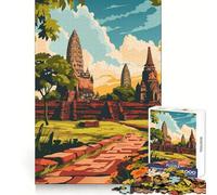 Puzzle de 1000 pièces sur Le thème d'Ayutthaya, Thaïlande, pour Adolescents Pensez à Votre Temps d'entraînement Bien dépensé, Bords Nets, Cadeau Festif (50x75cm)
