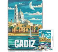 Puzzle de 1000 pièces sur Le thème de Cadix, Espagne pour Adultes - Jeu éducatif et Stimulant - Idée Cadeau Originale et mémorable - Dimensions:50x75cm