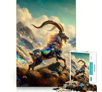 Puzzle de 1000 pièces sur Le thème de la chèvre Sauvage Stimulation Cognitive Pièces nettes et sans bavures Jeu de Loisirs d'intérieur pour Les fêtes (38x26cm)