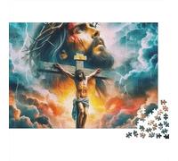 Puzzle de 1000 pièces sur Le thème de la Crucifixion,représentant Jésus.Boîte Robuste en Carton Anti-poussière.Les séjours à la Maison Autre activité.Convient aux Adultes,et passionnés:70x50cm.