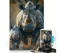 Puzzle de 1000 pièces sur Le thème de la Famille des rhinocéros, idéal pour Les Adolescents Jeu de logique mentale, Calme et précis Découpe Ferme Cadeau de Noël idéal (50x75cm)