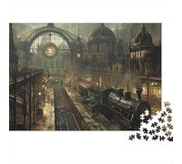 Puzzle de 1000 pièces sur Le thème de la Gare Steampunk. Détails Steampunk Vintage. Jeu éducatif pour Adultes. Décoration Magnifique.Anniversaire. Dimensions : 70 x 50 cm