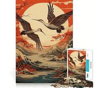 Puzzle de 1000 pièces sur Le thème de la Grue dans la mythologie Japonaise, idéal pour Les Adolescents Développe la mémoire, soulage la Tension, Bords Lisses, Surprise de Noël (38x26cm)
