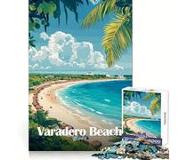 Puzzle de 1000 pièces sur Le thème de la Plage de Varadero à Cuba pour Adultes Développe la mémoire Passe-Temps agréable Découpe précise Cadeau attentionné (38x52cm)