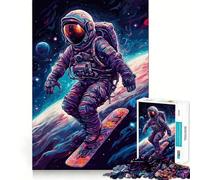 Puzzle de 1000 pièces sur Le thème de l'astronaute snowboardeur, idéal pour Adultes et Adolescents Jeu d'adresse apaisant et Amusant, Cadeau Parfait pour Les fêtes (50x75cm)