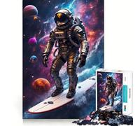 Puzzle de 1000 pièces sur Le thème de l'astronaute Surfeur dans l'espace, idéal pour Les Adolescents et pour stimuler Leur Esprit Découpe de précision, pièce de Collection Artistique 38x52cm