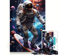 Puzzle de 1000 pièces sur Le thème de l'astronaute Surfeur dans l'espace, idéal pour Les Adolescents et pour stimuler Leur Esprit Découpe de précision, pièce de Collection Artistique 38x52cm