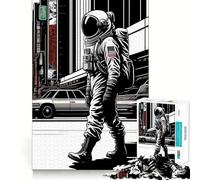 Puzzle de 1000 pièces sur Le thème de l'astronaute,Vintage,sans Couture,Jeu créatif et Amusant,Jeu de Loisirs de Noël (38x26cm)