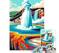 Puzzle de 1000 pièces sur Le thème de l'éruption du Geyser de Yellowstone pour Adolescents Cadeau d'anniversaire ou de Noël Jouet Anti-Stress pour améliorer la mémoire adapté aux 14 Ans et Plus