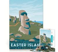 Puzzle de 1000 pièces sur Le thème de l'île de Pâques Jeu d'assemblage Facile et Intelligent pour se détendre et Passer Un Bon Moment Décoration de Noël (50x75cm)