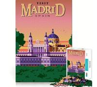 Puzzle de 1000 pièces sur Le thème de Madrid, Espagne, pour Adultes et Adolescents Jeu de réflexion apaisant et Relaxant Découpe de qualité supérieure 38x26cm