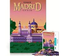 Puzzle de 1000 pièces sur Le thème de Madrid, Espagne, pour Adultes Un Jeu d'esprit Amusant et décontracté, découpé avec précision et doté d'une Touche Artistique 50x75cm