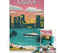 Puzzle de 1000 pièces sur Le thème de Miami Floride Art du Voyage Jeu Manuel Cadeau d'anniversaire présent Unique pour Un Anniversaire ou Noël 38x52cm