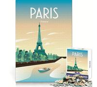 Puzzle de 1000 pièces sur Le thème de Paris,France,idéal pour développer l'habileté mentale,se détendre Facilement,Assemblage Parfait,Cadeau Symbolique (38x52cm)