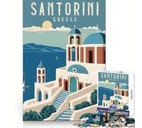 Puzzle de 1000 pièces sur Le thème de Santorin, Grèce, pour Adultes Un Exercice Mental Relaxant et apaisant, idéal comme Cadeau de Noël (38x52cm)