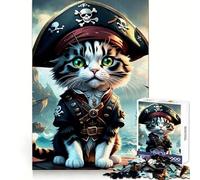 Puzzle de 1000 pièces sur Le thème des Chats Pirates pour Adolescents Exercice Mental,Divertissement paisible,découpe précise,Cadeau de Noël Unique (38x26cm)