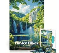 Puzzle de 1000 pièces sur Le thème des Lacs de Plitvice en Croatie, idéal pour Les Adolescents Un Jeu de logique Puissant, Une évasion apaisante et des Bords Nets Cadeau d'anniversaire (50x75cm)