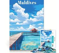 Puzzle de 1000 pièces sur le thème des Maldives,idéal pour un voyage précis et Ce puzzle est un excellent exercice pour les articulations,un moment de détente et de créativité,et une belle pièce d'art
