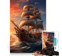 Puzzle de 1000 pièces sur Le thème des Pirates, pour Adultes Un Jeu Intelligent et Amusant, aux Bords Lisses, idéal pour Les fêtes (50x75cm)