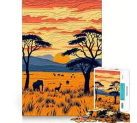Puzzle de 1000 pièces sur Le thème des Plaines du Serengeti pour Adultes Jeu de réflexion et de détente Design Original Collection d'œuvres d'art à Assembler (38x26cm)