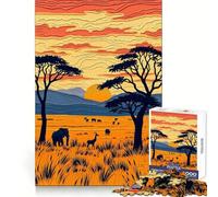 Puzzle de 1000 pièces sur Le thème des Plaines du Serengeti pour Adultes Jeu de réflexion et de détente Design Original Collection d'œuvres d'art à Assembler (38x26cm)