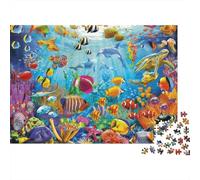 Puzzle de 1000 pièces sur Le thème des Poissons du récif corallien sous-Marin. Jeu éducatif pour Adultes, décoration Magnifique, Stimulant. Dimensions : 38 x 26 cm.