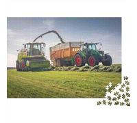 Puzzle de 1000 pièces sur Le thème des récoltes agricoles : scène de moisson avec Tracteur à la Ferme.Jeu éducatif pour Adultes, Belle décoration, difficulté Stimulant.Dimensions:52 x 38 cm.