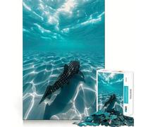 Puzzle de 1000 pièces sur Le thème des Requins-Baleines à la Plage,idéal pour Les Adolescents Jeu Stimulant l'esprit,Solide et Facile à Assembler Activité Amusante en Famille,même Le Soir (38x52cm)
