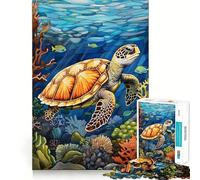 Puzzle de 1000 pièces sur Le thème des Tortues Marines et de l'aquarium, idéal pour Les Adolescents Jeu de logique mentale, d'évasion et de Calme Objet de Collection aux Bords Fins (38x52cm)