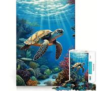 Puzzle de 1000 pièces sur Le thème des Tortues Marines et de l'aquarium, idéal pour Les Adolescents Renforce la mémoire, apaise et détend Finition de qualité Cadeau Parfait (38x26cm)