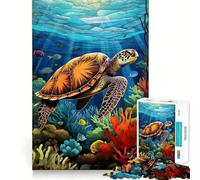 Puzzle de 1000 pièces sur Le thème des Tortues Marines et de l'aquarium, pour Adultes et Adolescents Jouet Anti-Stress et créatif, idéal pour Les fêtes (38x52cm)