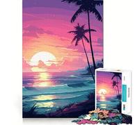Puzzle de 1000 pièces sur Le thème des Vagues rétro d'Hawaï,découpe Pixel exacte,Jeu Intelligent et Relaxant,décoration de Noël (38x52cm)