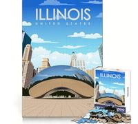 Puzzle de 1000 pièces sur Le thème des Voyages dans l'Illinois,idéal pour Les Adolescents stimule la mémoire,soulage Le Stress,Amusant,Bords Nets,Cadeau Parfait (38x52cm)