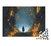 Puzzle de 1000 pièces sur Le thème d'halloween : sorcière, Silhouette de Citrouille et Chemin. Jeu éducatif pour Adultes, décoration intérieure, défi de Haut Niveau, Anniversaire. 38 x 26 cm.