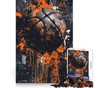 Puzzle de 1000 pièces sur Le thème du Basket-Ball avec éclaboussures Orange, idéal pour Les Adolescents Un Cadeau Festif aux Bords Nets, Parfait pour se motiver Pendant l'entraînement (50x75cm)