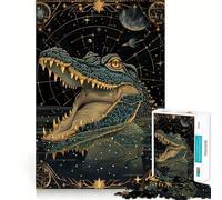 Puzzle de 1000 pièces sur le thème du crocodile d'eau et du tarot,idéal pour les adolescents Jeu stimulant l'esprit,pièces de taille uniforme et précises,activité amusante en famille le soir (38x26cm)