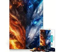 Puzzle de 1000 pièces sur Le thème du Dragon de feu et de Glace,idéal pour Les Adolescents Jeu Stimulant l'esprit,Solide et Facile à Assembler Activité Amusante en Famille,même Le Soir (38x26cm)