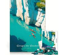 Puzzle de 1000 pièces sur Le thème du Kayak dans Les Gorges du Verdon, idéal pour Les Adolescents Stimule la réflexion, détente et Plaisir Un Cadeau Parfait pour Les Vacances (38x26cm)