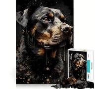 Puzzle de 1000 pièces sur Le thème du Rottweiler, inspiré du Folklore, pour Adultes Jeu Amusant et ludique, décoration Murale aux Bords Lisses (38x26cm)