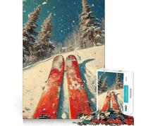 Puzzle de 1000 pièces sur Le thème du Ski Vintage pour Adultes et Adolescents, idéal pour développer sa mémoire et se détendre, Cadeau de Noël 38x52cm
