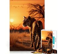 Puzzle de 1000 pièces sur Le thème du Tigre et de la Faune Sauvage, idéal pour Les Adolescents, pour développer Leur mémoire et Jouer à l'intérieur Découpe Fine, Cadeau du Père Noël 38x52cm